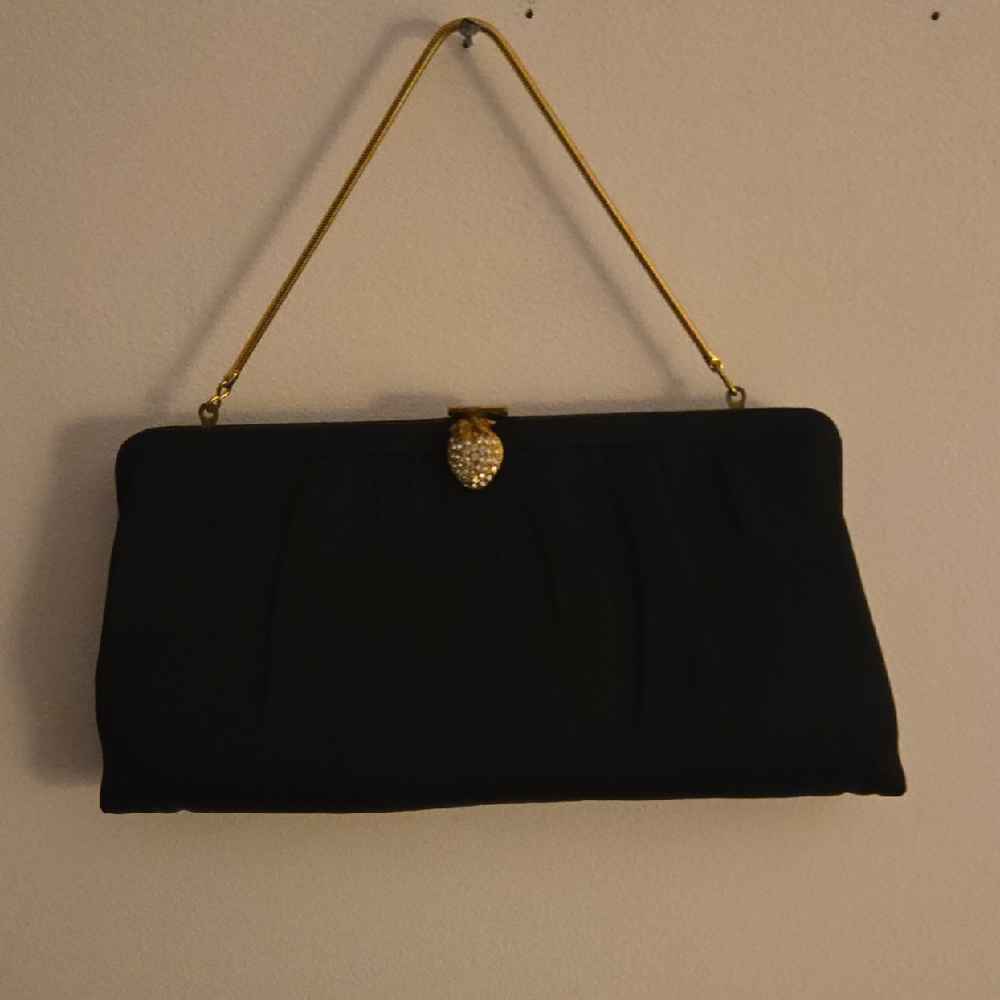 Vintage Black Clutch with Gold Chain